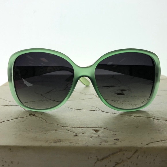 Oscar DeLa Renta Big Round Green Frame Thick Arm With Gold Emblem Green Tint - Picture 2 of 7